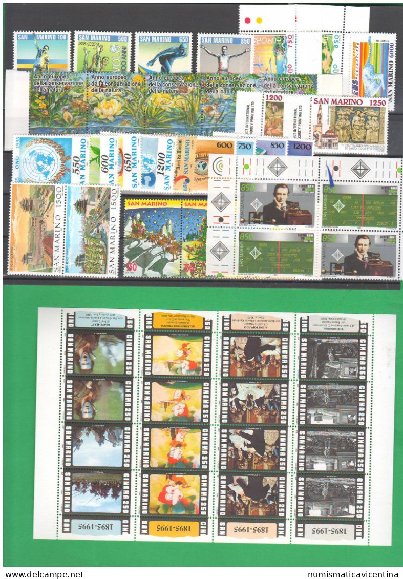 San Marino 1995 Annata Completa 30 Francobolli + 1 Foglietto BF Valori NUOVI ** Stamps Saint Marin - Ungebraucht