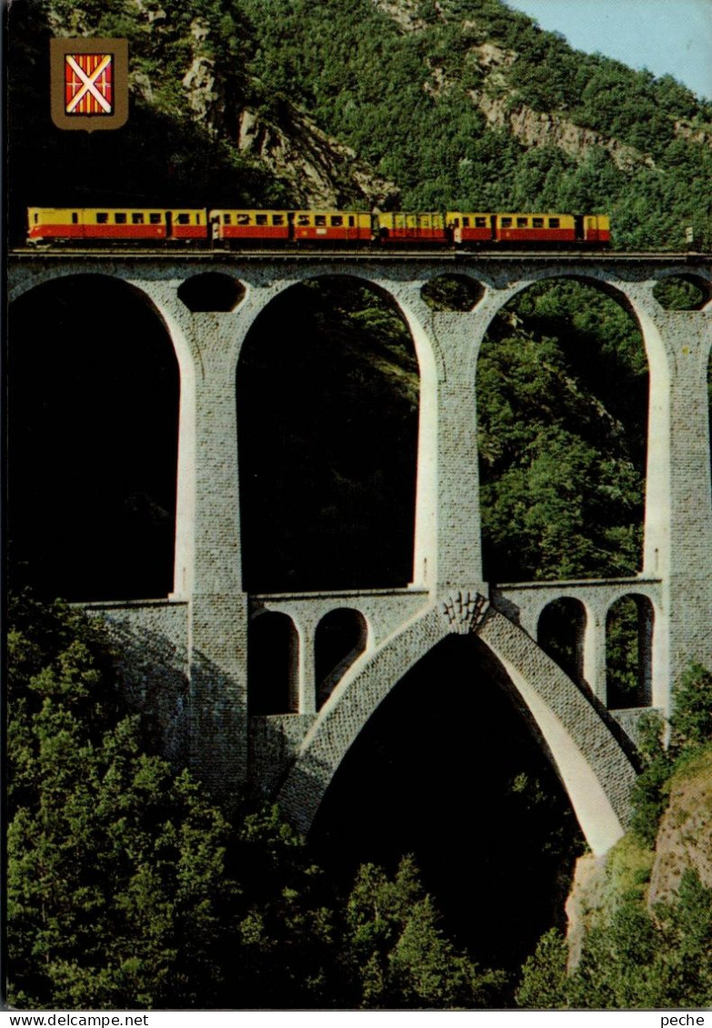 N°42196 Z -cpsm Le Petit Train Jaune Sur Le Pont Séjourné - Obras De Arte