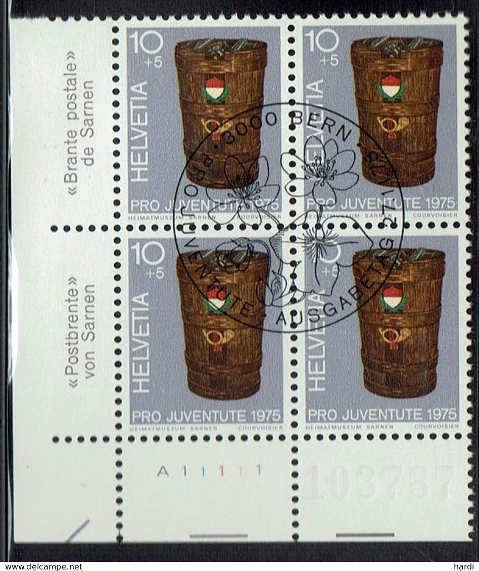 Schweiz 1975, MiNr.: 1062, 4erBlock Mit FDC Gestempelt - Used Stamps