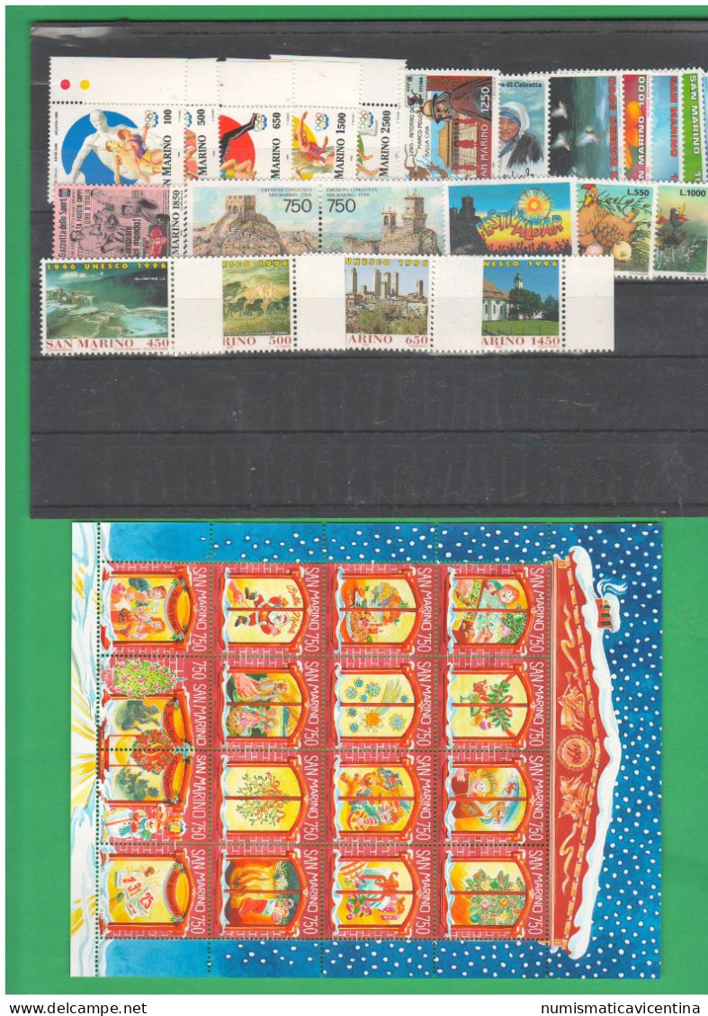 San Marino 1996 Annata Completa 30 Francobolli + 3 Foglietti BF Valori NUOVI ** Stamps Saint Marin - Unused Stamps