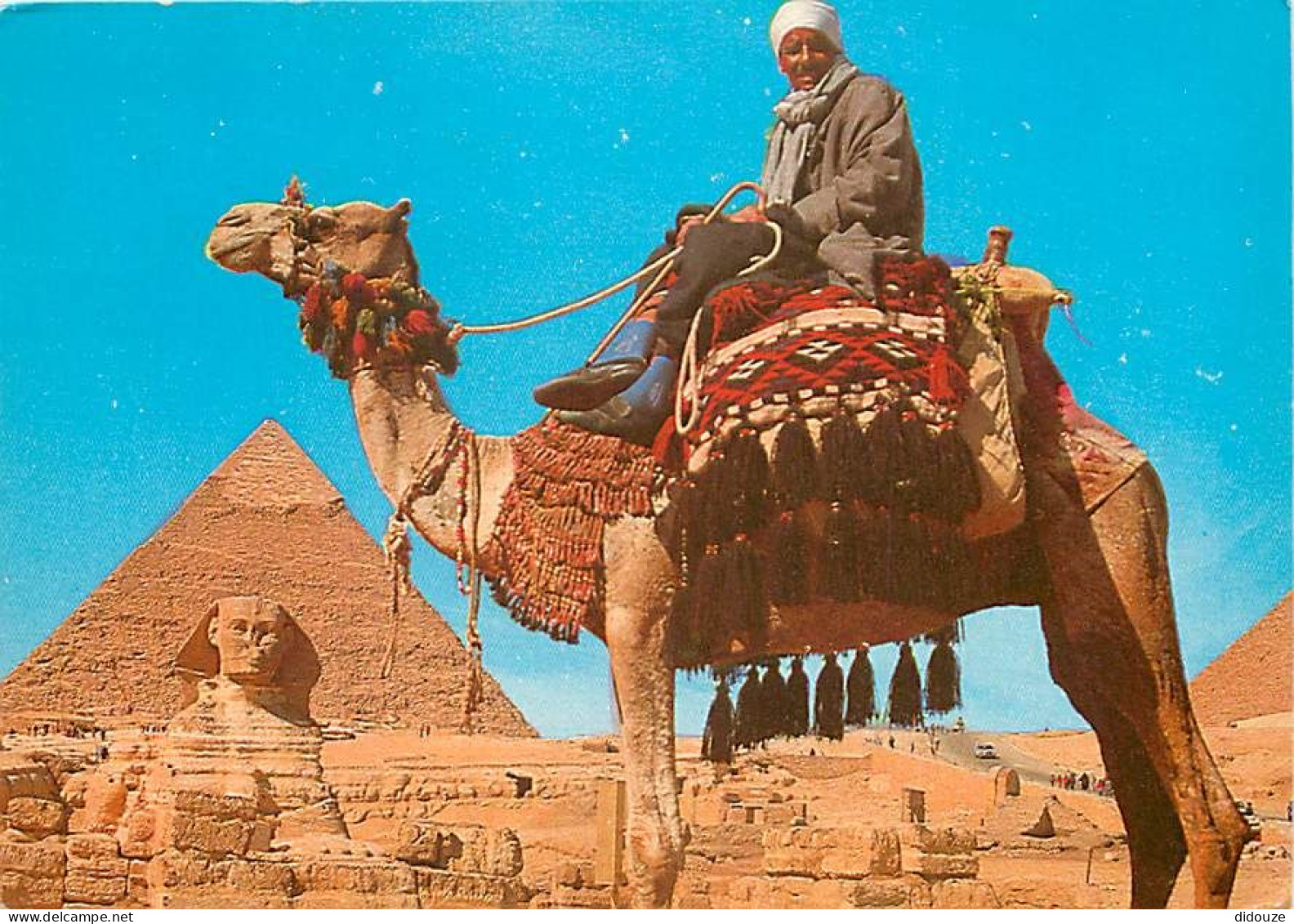 Egypte - Gizeh - Giza - Camel Driver Near The Sphinx And Khafre Pyramid - Chamelier - Chameaux - Voir Timbre - CPM - Voi - Gizeh