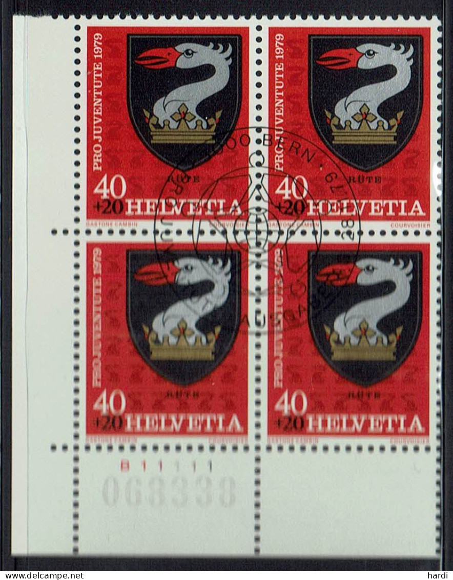 Schweiz 1979, MiNr.: 1166, 4erBlock Mit FDC Gestempelt - Usados