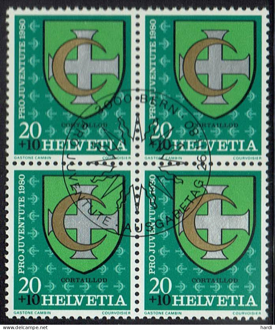 Schweiz 1980, MiNr.: 1187, 4erBlock Mit FDC Gestempelt - Gebraucht