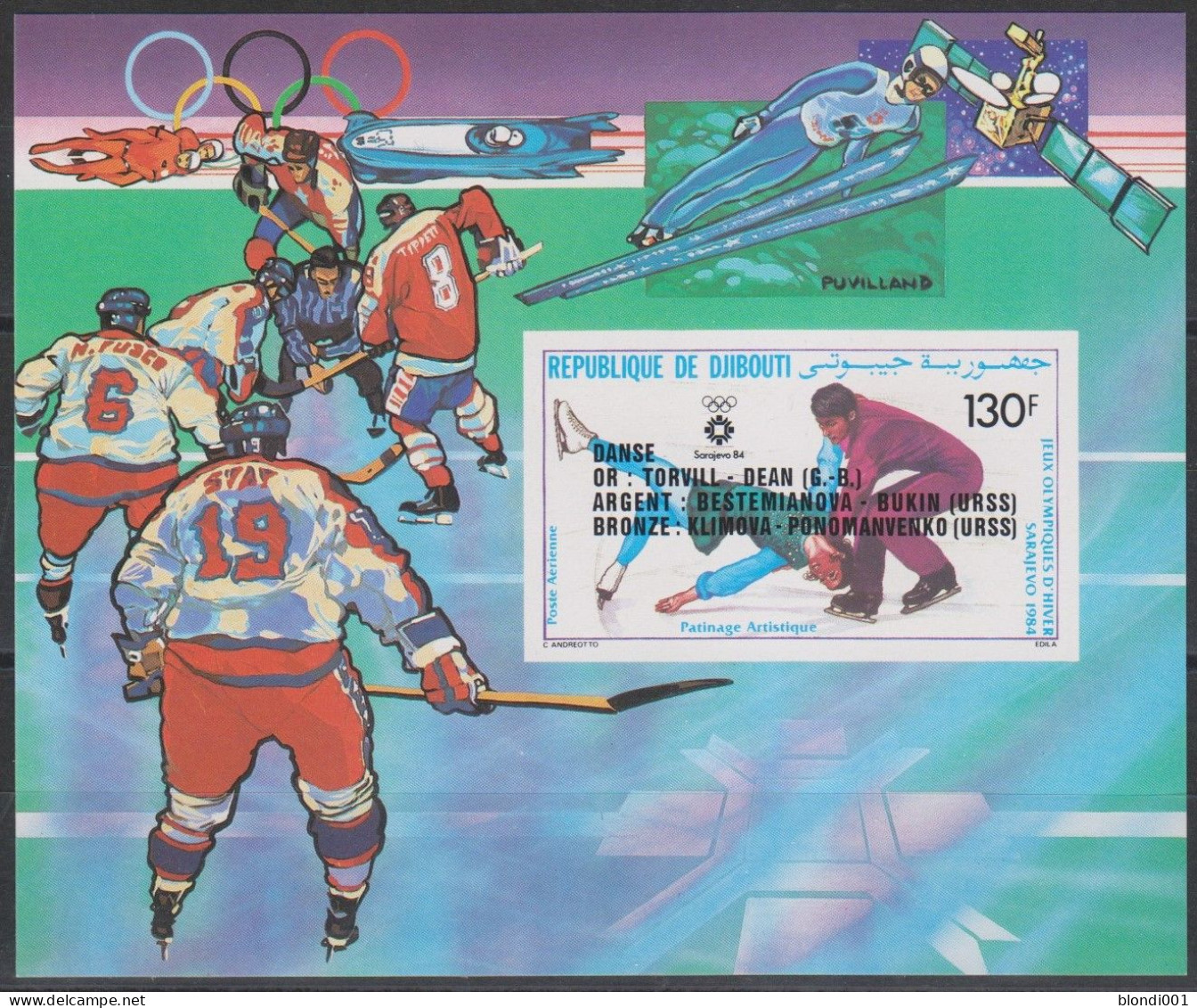 Olympics 1984 - SPACE - Ice Hockey - DJIBOUTI - S/S Imp. Ovp MNH - Invierno 1984: Sarajevo