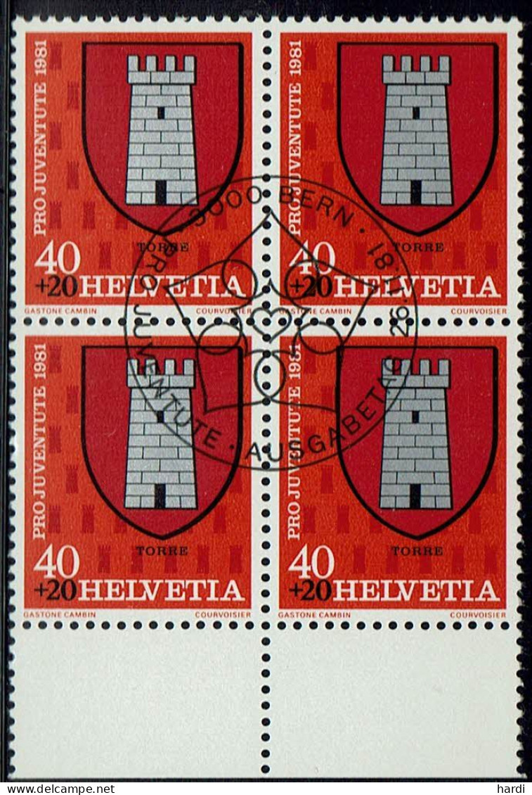 Schweiz 1981, MiNr.: 1211, 4erBlock Mit FDC Gestempelt - Gebraucht