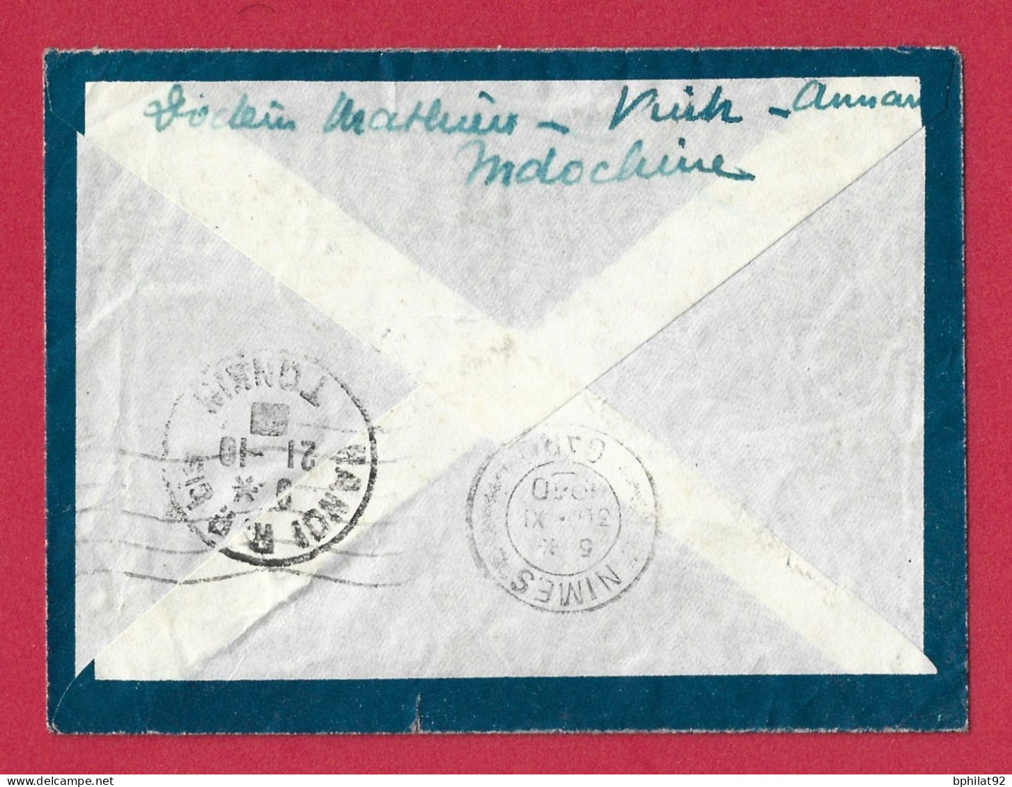 !!! INDOCHINE, LETTRE PAR AVION DE VINH-ANNAM VIA LYDDA, PALESTINE POUR LA FRANCE DE 1940 - Posta Aerea