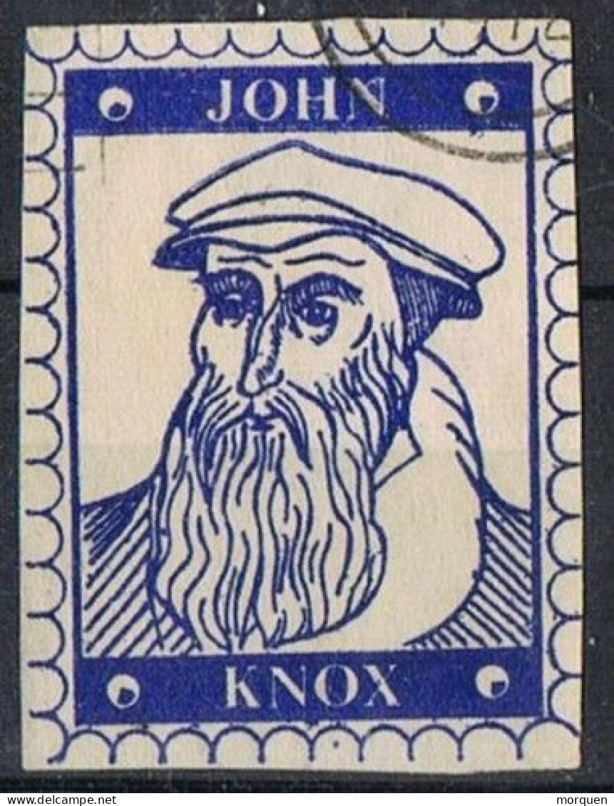 Sello Viñeta Label SCOTLAND, Escocia JOHN KNOX º - Plaatfouten En Curiosa