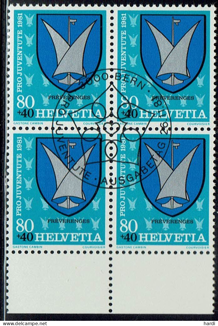 Schweiz 1981, MiNr.: 1213, 4erBlock Mit FDC Gestempelt - Gebraucht