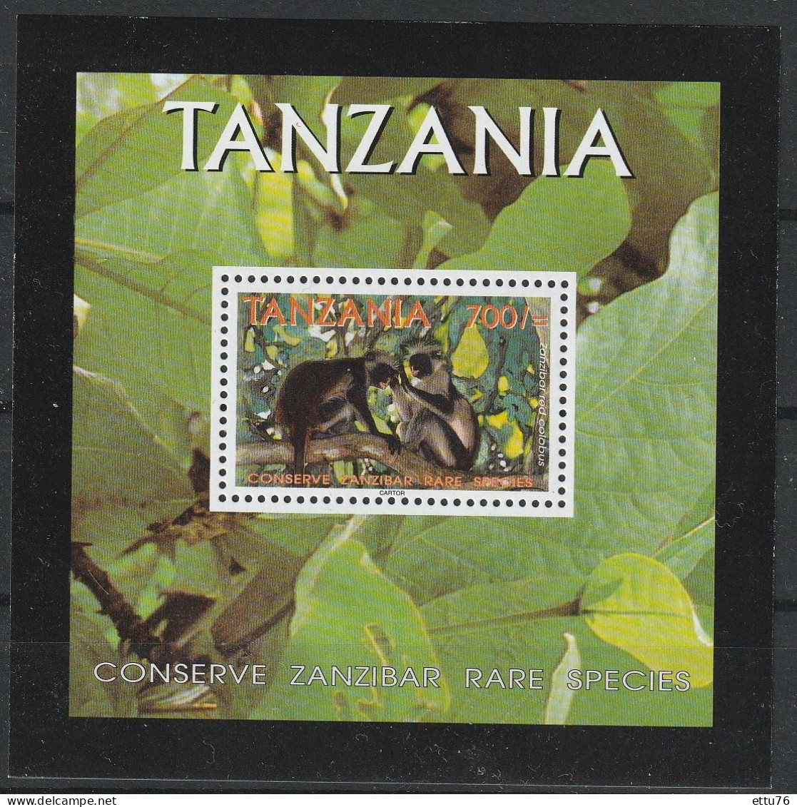 Tanzania  2001  Animals,Red Colobus Monkeys Minisheet  MNH - Mono