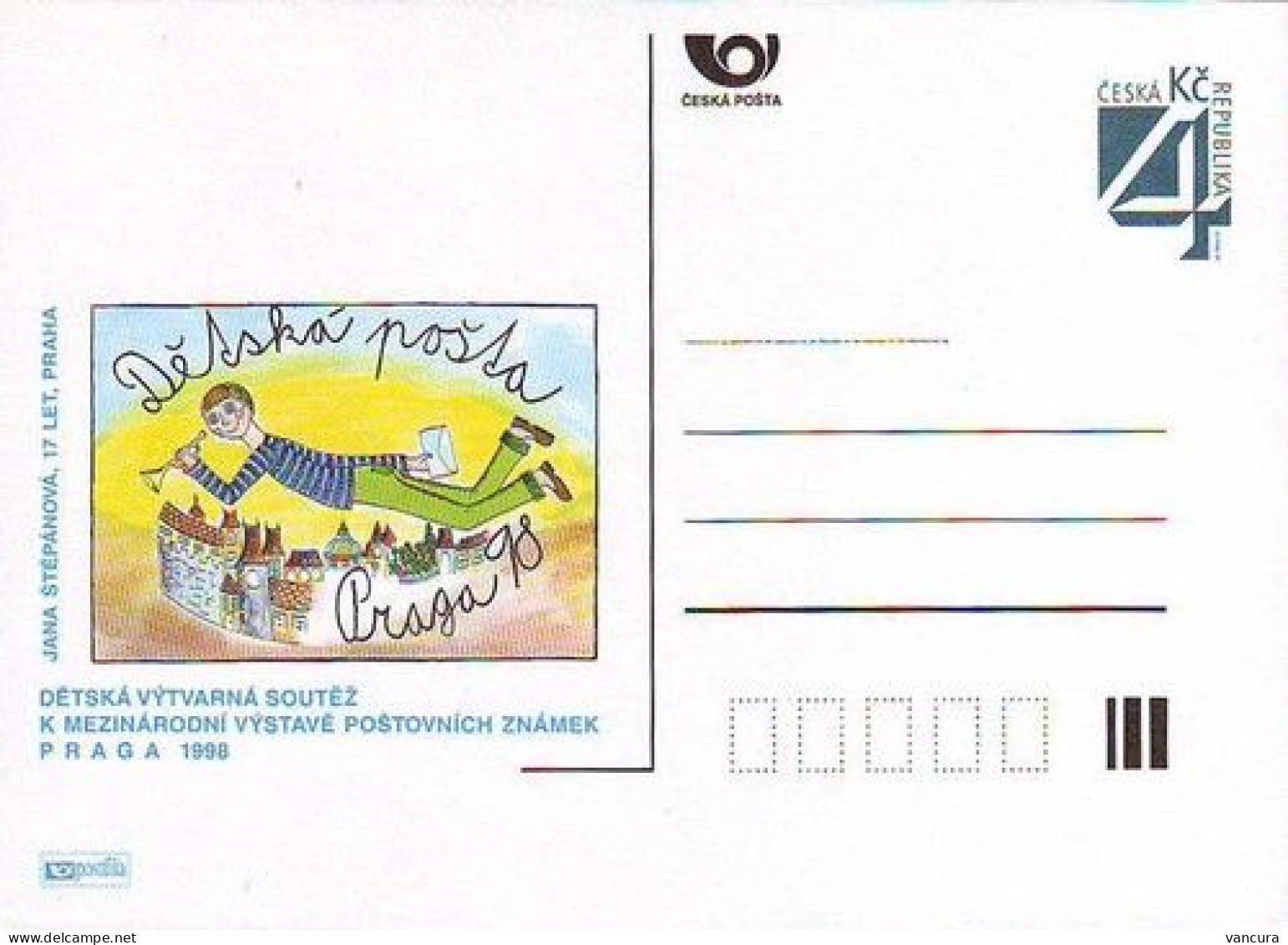 CDV A 38 - Czech Republic Children Post On Praga 1998 - Cartoline Postali