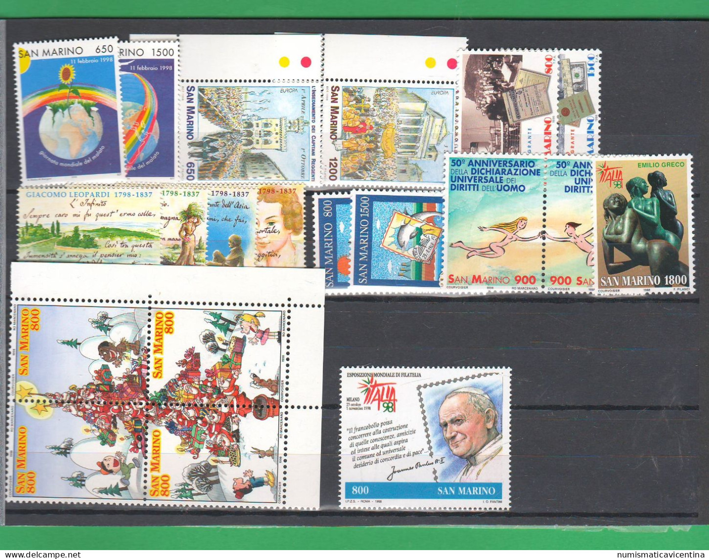 San Marino 1998 Annata Completa 23 Francobolli + 3 Foglietti BF + 1 Libretto Calcio NUOVI ** Stamps Saint Marin - Nuovi