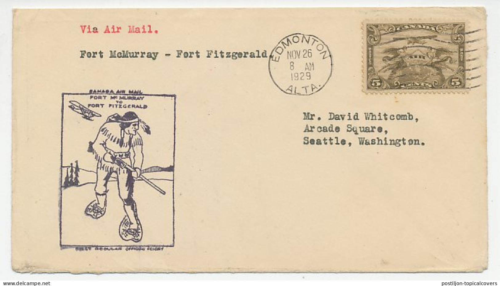 FFC / First Flight Cover Canada 1929 Indian  - American Indians