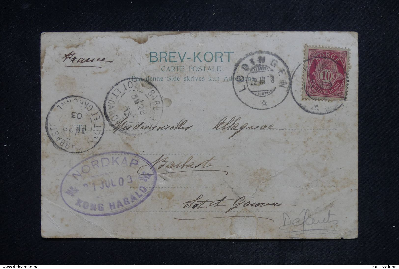 NORVÈGE - Carte Postale De Lodingen Pour La France En 1903.- L 150890 - Covers & Documents