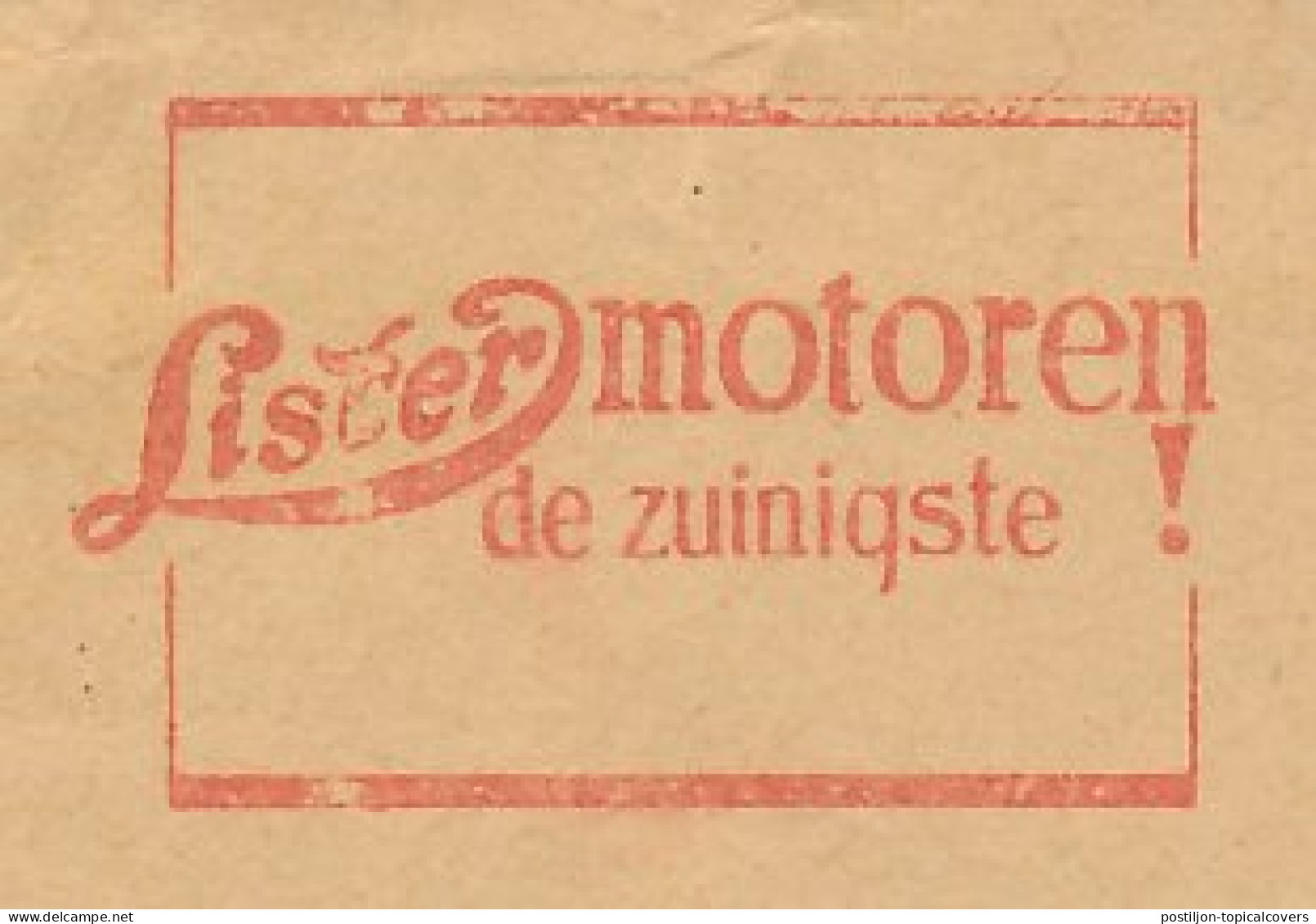 Meter Cover Netherlands 1935 Engines - Lister - The Most Economical - Zutphen - Other & Unclassified