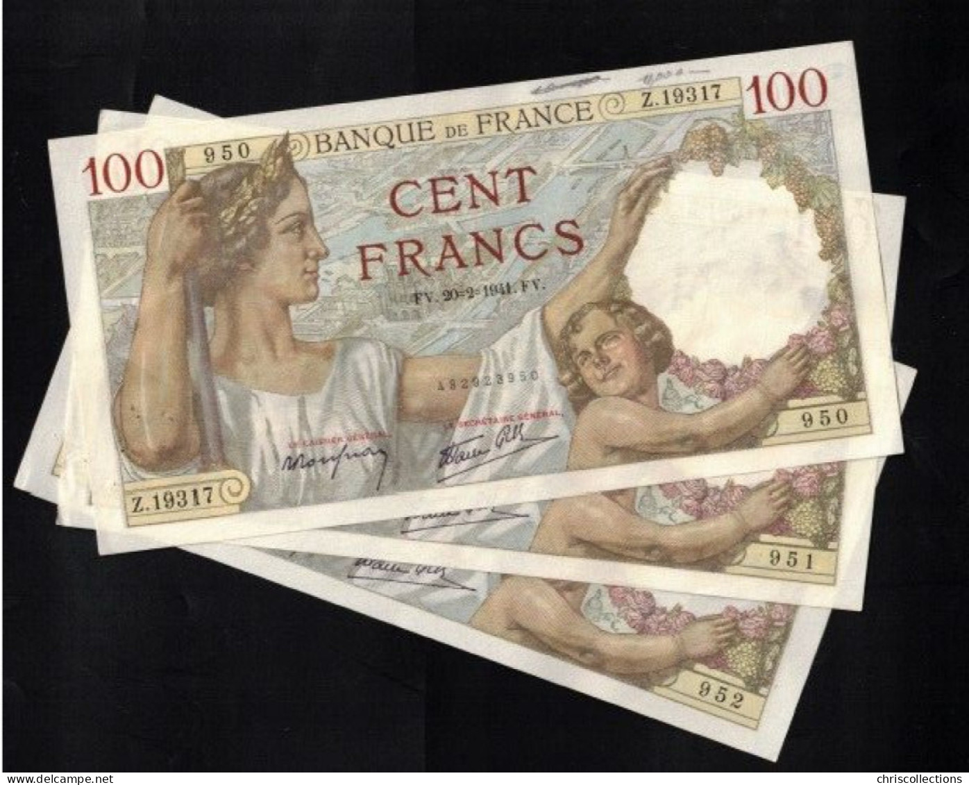 FRANCE - Lot De 3 Billets Français - 100F SULLY - F : 26/47 -  20.2.1941 - TTB/TTB+ - Numéros Qui Se Suivent - - 100 F 1939-1942 ''Sully''