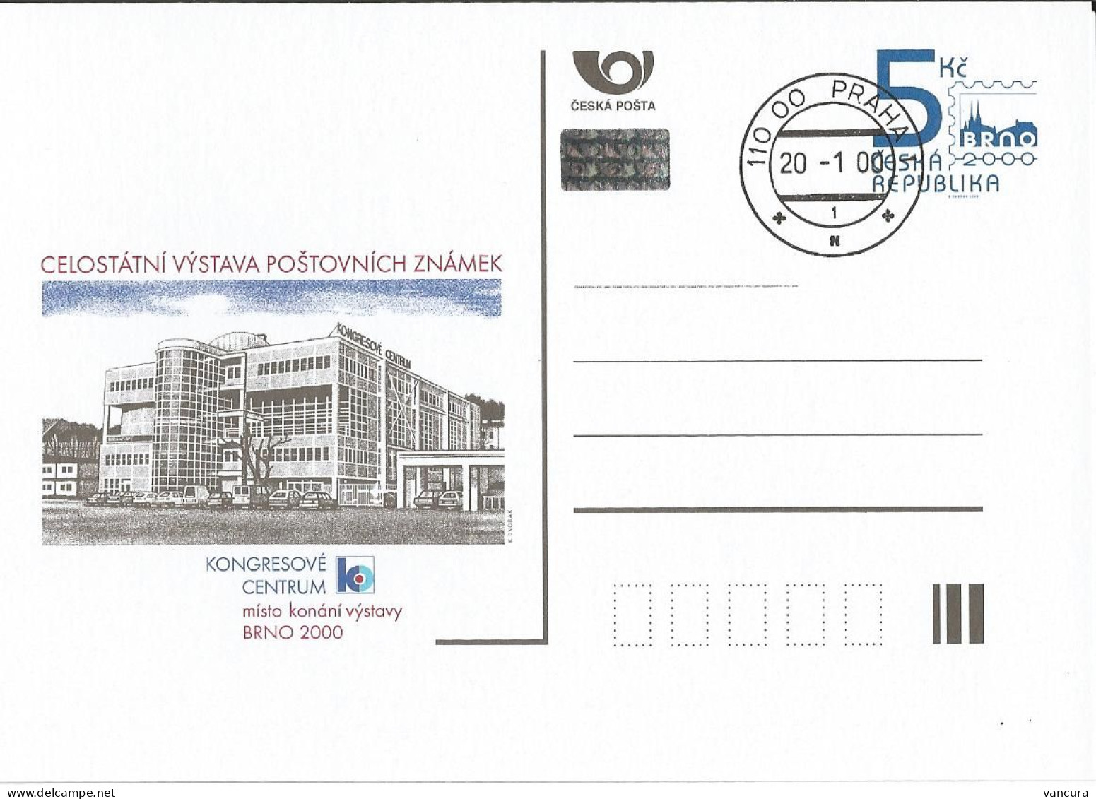 CDV 53 Czech Republic  Brno 2000 Stamp Exhibition Congress Centre 2000 - Cartes Postales