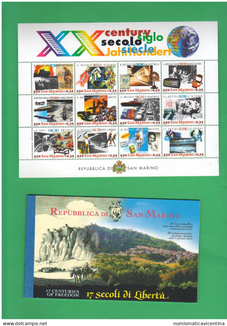 San Marino 2000 Annata Completa 27 Francobolli + 2 Foglietti BF + 1 Libretto NUOVI ** Stamps Saint Marin - Unused Stamps