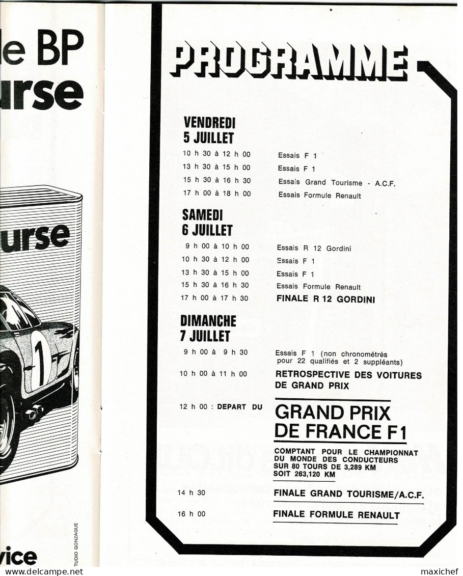 Grand Prix France, Championnat Du Monde F1 - Circuit Dijon Prenois, 7 Juillet 1974, 16 X 24 Cm, 64 Pages, Poids 132 Gr - Autorennen - F1