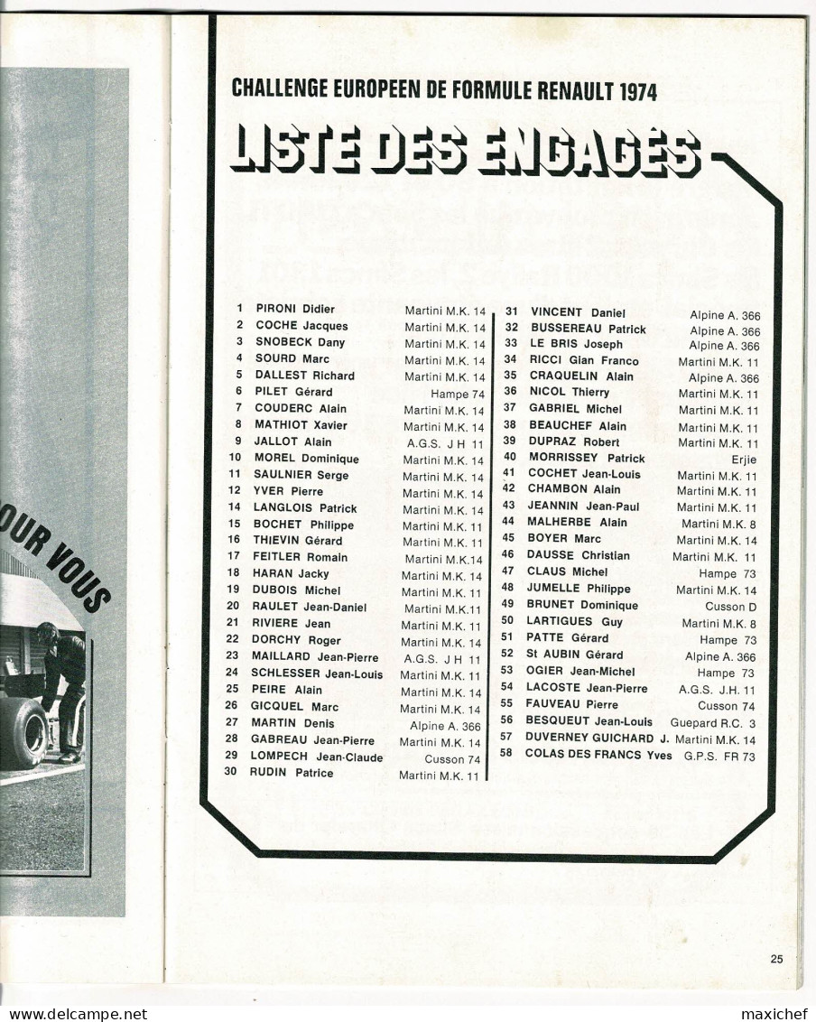 Grand Prix France, Championnat Du Monde F1 - Circuit Dijon Prenois, 7 Juillet 1974, 16 X 24 Cm, 64 Pages, Poids 132 Gr - Car Racing - F1