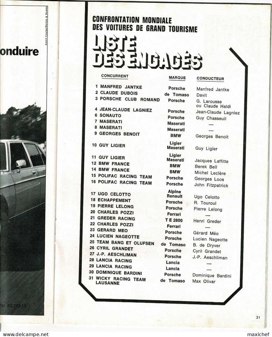 Grand Prix France, Championnat du Monde F1 - Circuit Dijon Prenois, 7 Juillet 1974, 16 X 24 cm, 64 pages, poids 132 gr
