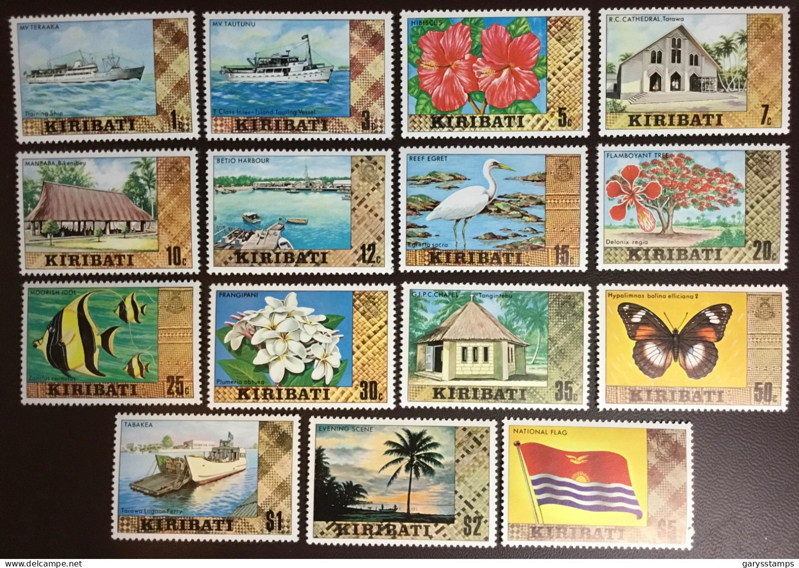 Kiribati 1979 Definitives Set Flowers Birds Butterflies Trees Fish MNH - Kiribati (1979-...)