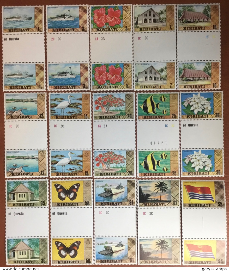 Kiribati 1980 Definitives Set No Watermark Gutter Pairs MNH - Kiribati (1979-...)