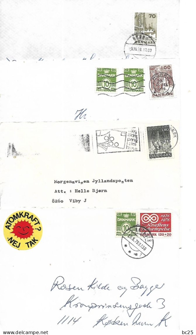 DANEMARK- 12 TRES BELLES ENVELOPPES ECRITES TIMBRES  DIVERS CACHETS -DE 1971-80- VOIR 3 SCANS... - Lettres & Documents