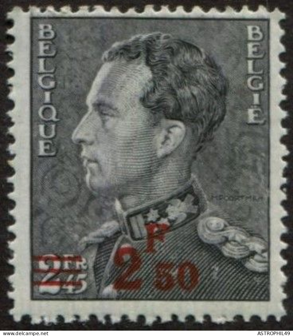 1938 BE Roi Léopold III Poortman, 2,50F Sur 2,45; Cob 478 - 1936-1951 Poortman