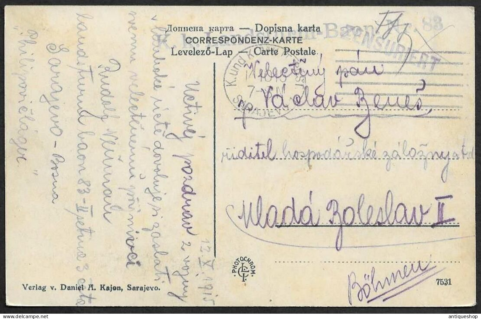 Bosnia And Herzegovina-----Sarajevo-----old Postcard - Bosnie-Herzegovine