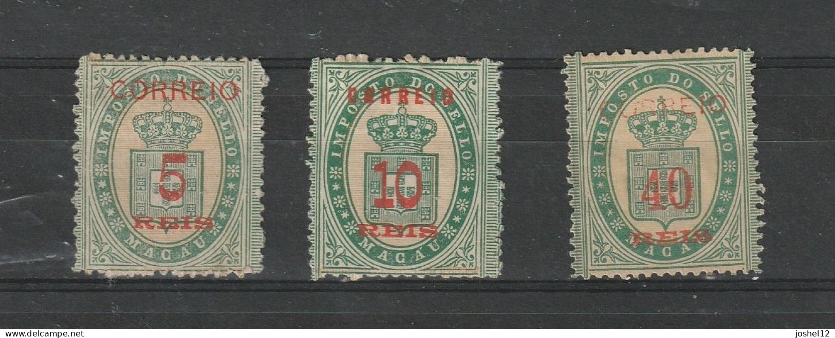 Macau Macao 1887 Fiscal Stamps Surcharge Set. MH/No Gum. Fine - Ungebraucht