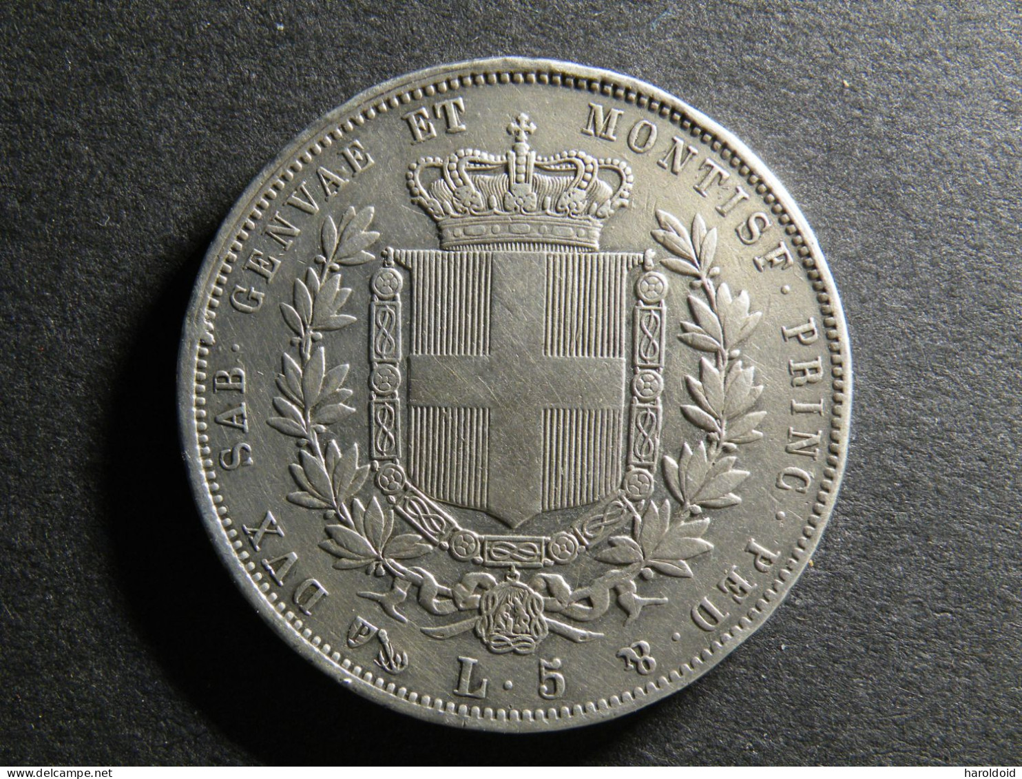 5 LIRE SARDAIGNE 1852 P - ANCRE - VICTORIUS EMMANUEL - Piamonte-Sardaigne-Savoie Italiana