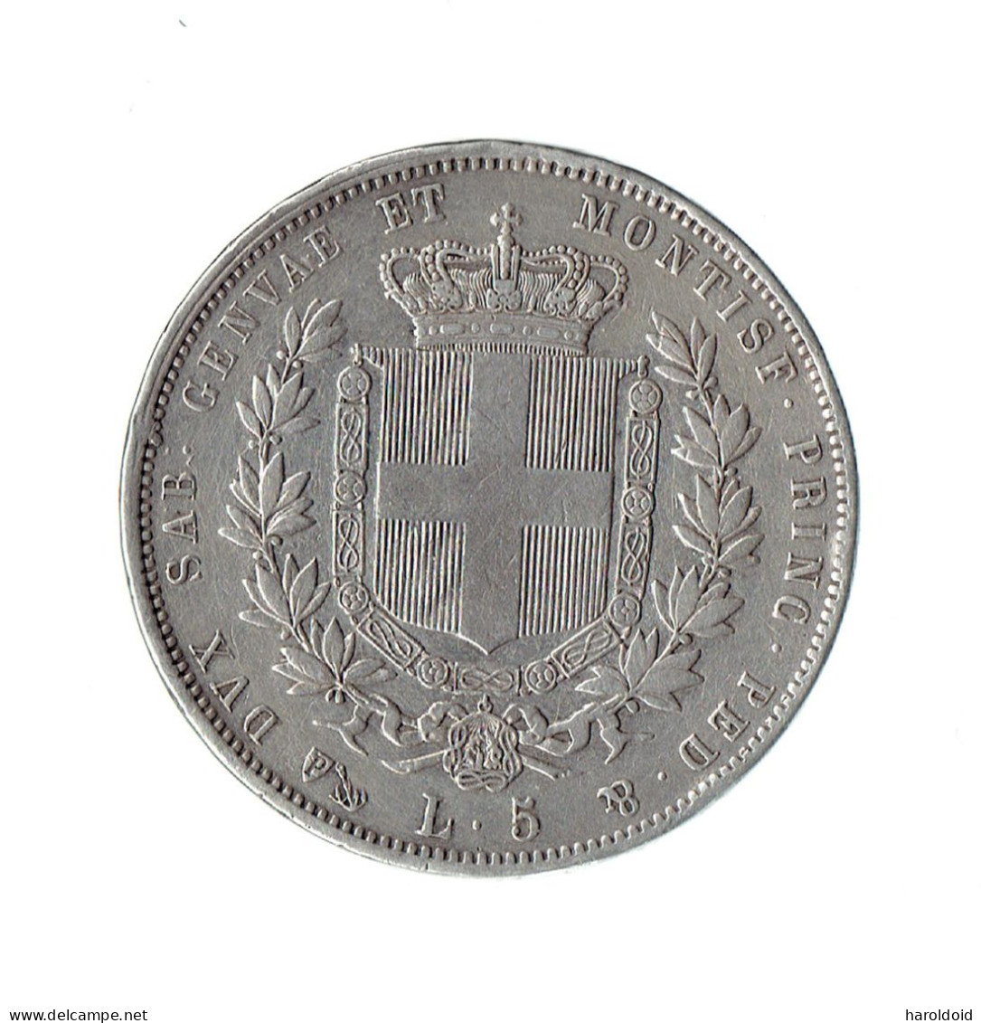 5 LIRE SARDAIGNE 1852 P - ANCRE - VICTORIUS EMMANUEL - Piamonte-Sardaigne-Savoie Italiana