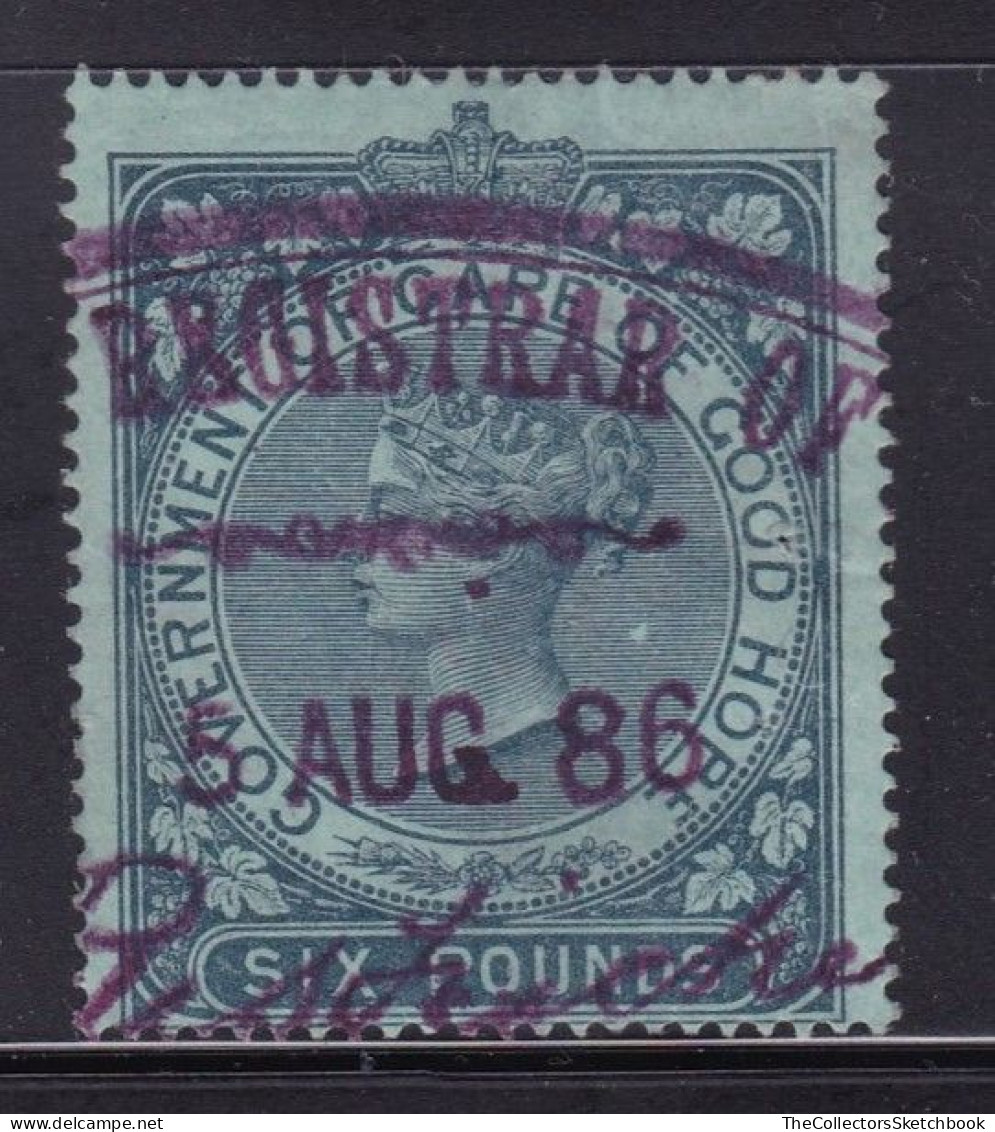 Cape Of Good Hope £6 Blue Green,  Barefoot 111B Perf 15 1/2.  Good Used - Capo Di Buona Speranza (1853-1904)