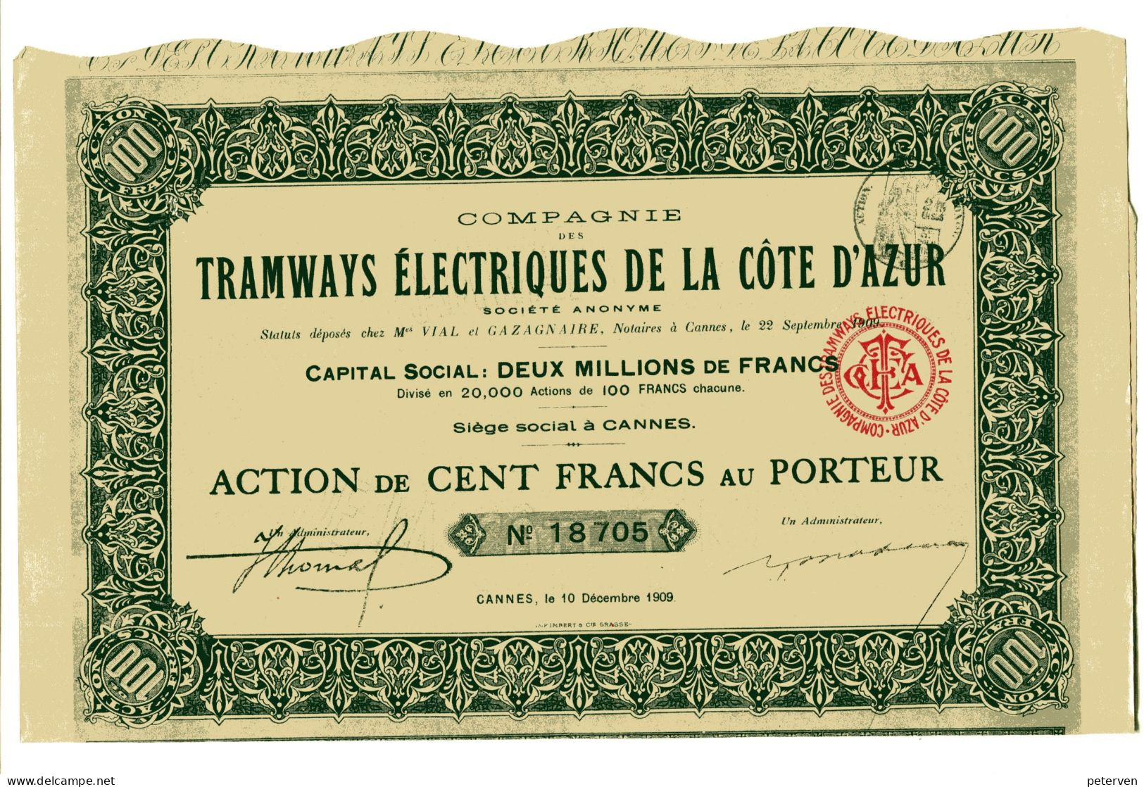 TRAMWAYS ÉLECTRIQUES De La CÔTE D'AZUR - Ferrocarril & Tranvías