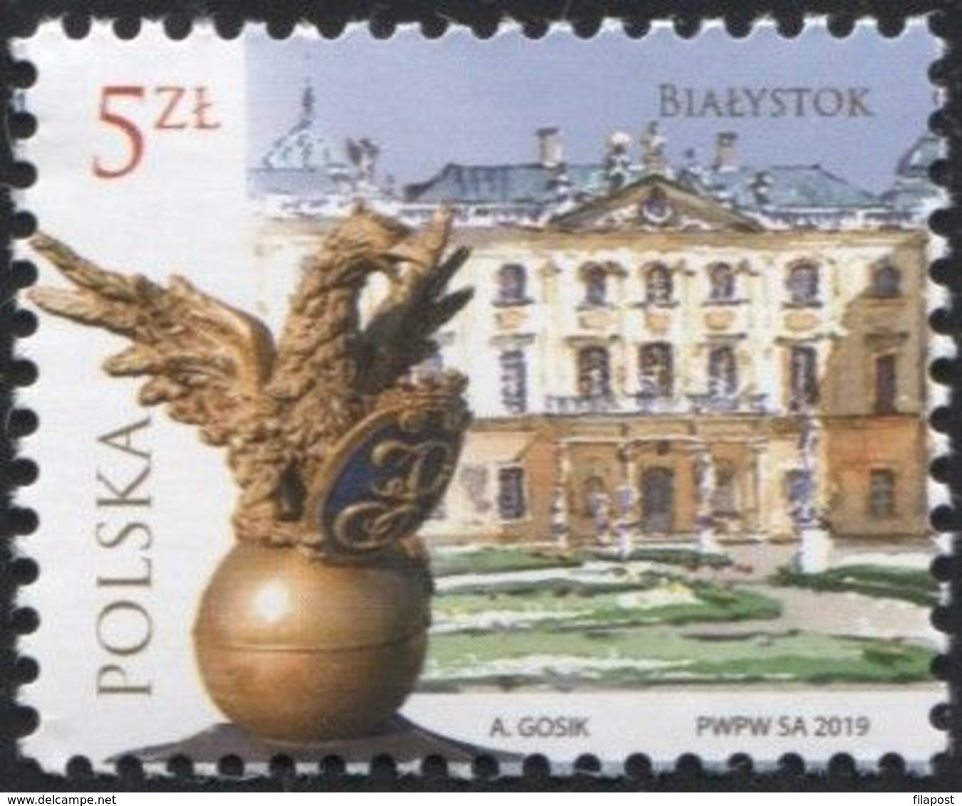 POLAND 2019 Fi 4943 Polish Cities - Bialystok, Griffin, Branicki Palace, Building, Architecture MNH** - Unused Stamps