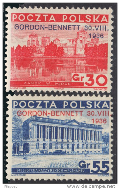 Poland 1936 Mi 313-14 Hot Air Ballooning Gordon- Bennett Full Of Set MNH** - Neufs