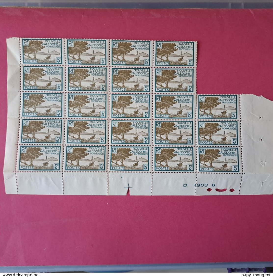 Partie De Feuille De 23 Timbres - 5 C. Bleu - Pointe Des Palétuviers - Neuf Gomme D'origine (état) - Ungebraucht