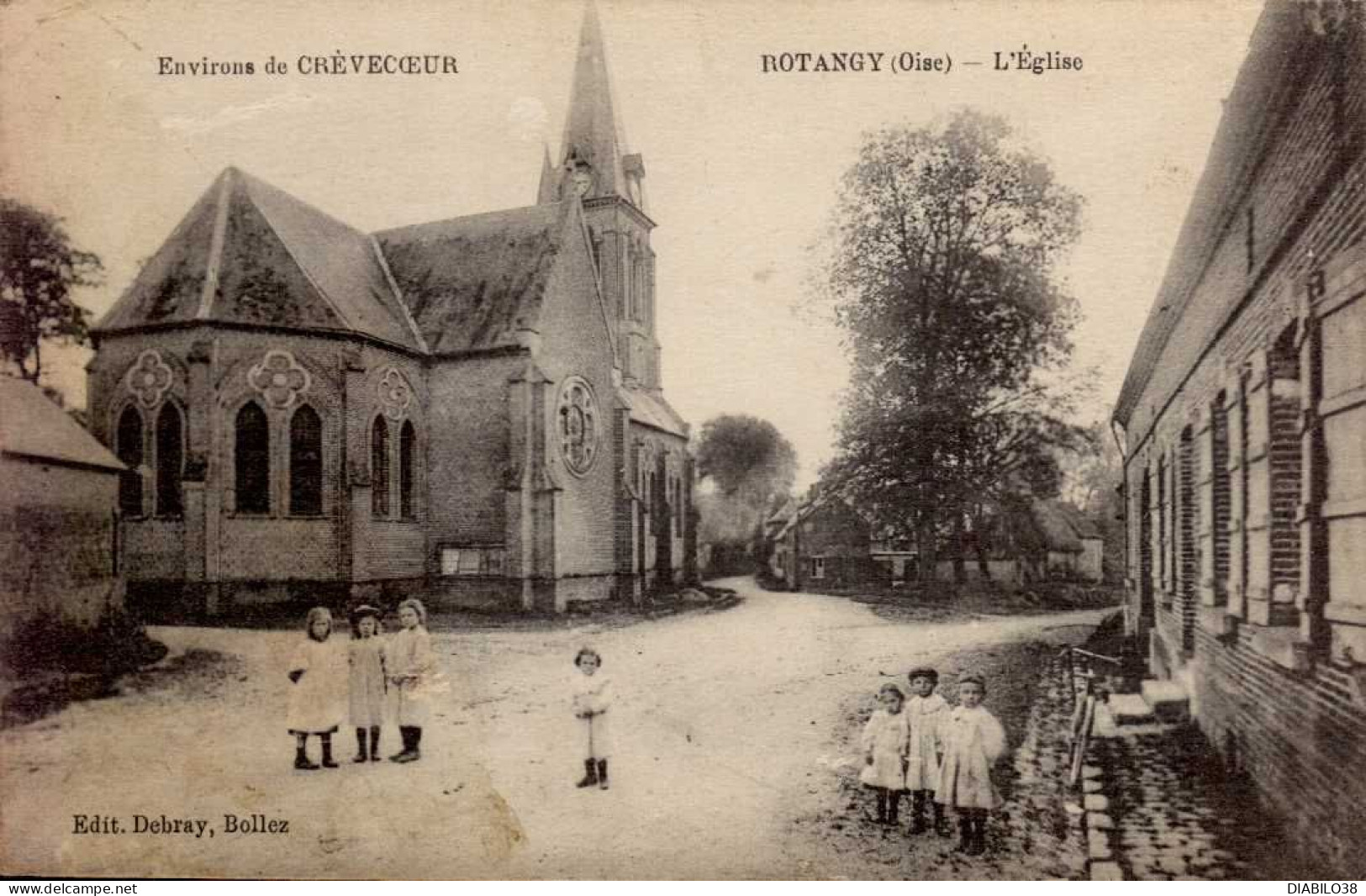 CREVECOEUR  Environs De    ( OISE )   ROTANGY . L ' EGLISE  ( ROUSSEUR EN BAS , A GAUCHE ) - Crevecoeur Le Grand