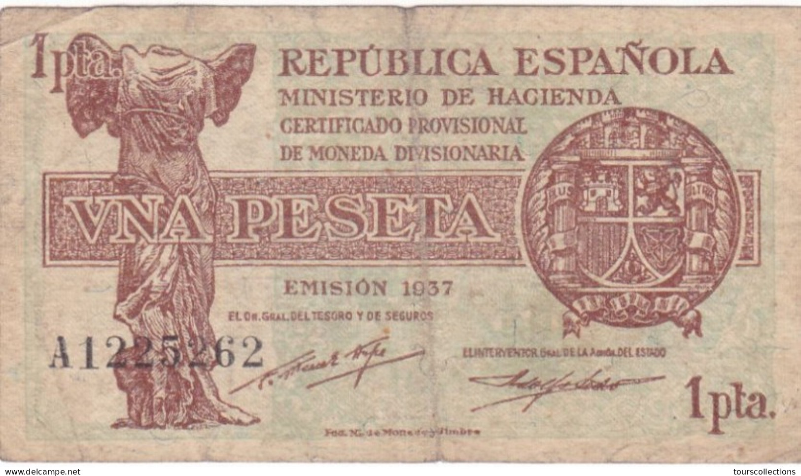 ESPAGNE - ESPAÑA 1 PESETA 1937 Série A 1225262 - 1-2 Pesetas