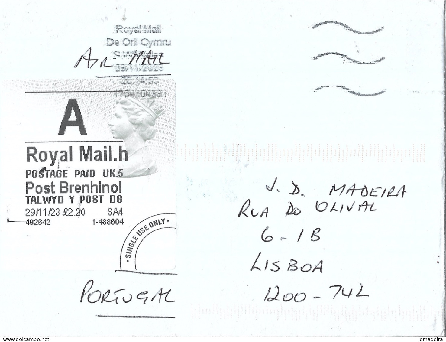 UK Cover To Portugal ATM Stamp - Unclassified