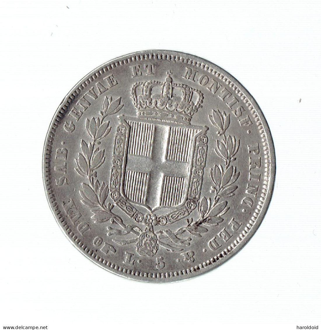 5 LIRE - 1833 P - Piamonte-Sardaigne-Savoie Italiana