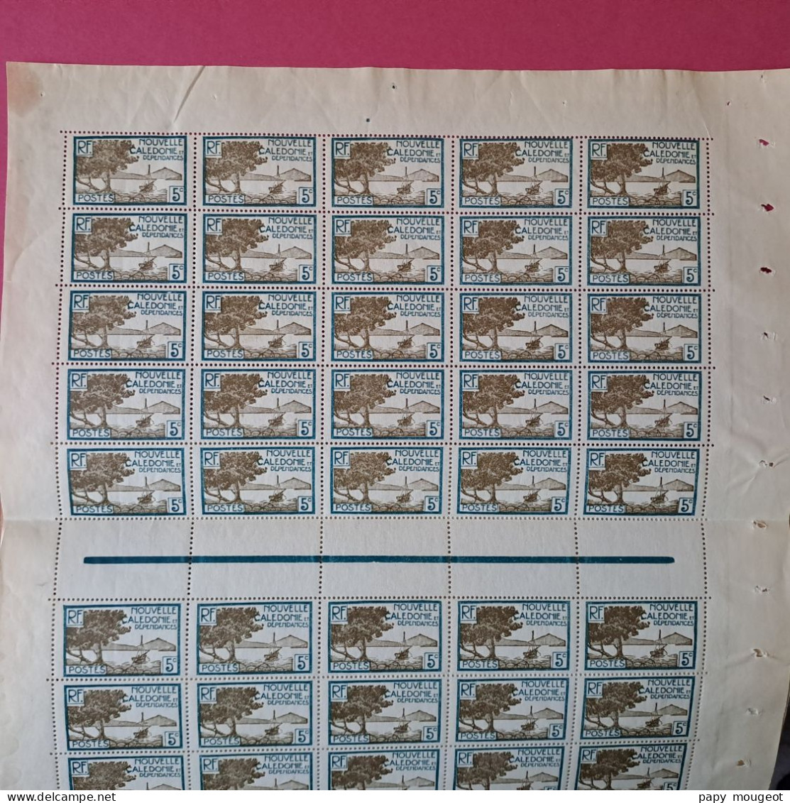 Feuille De 75 Timbres (pliée) - 5 C. Bleu - Pointe Des Palétuviers - Neuf Gomme D'origine (état) - Nuovi