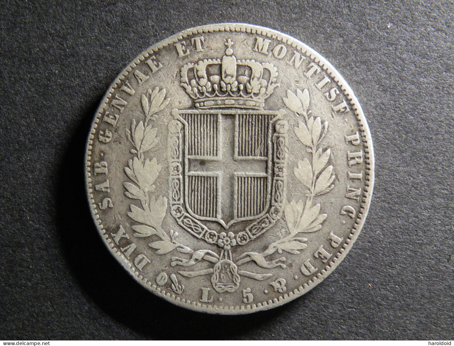 5 LIRE - 1844 P - Piémont-Sardaigne-Savoie Italienne