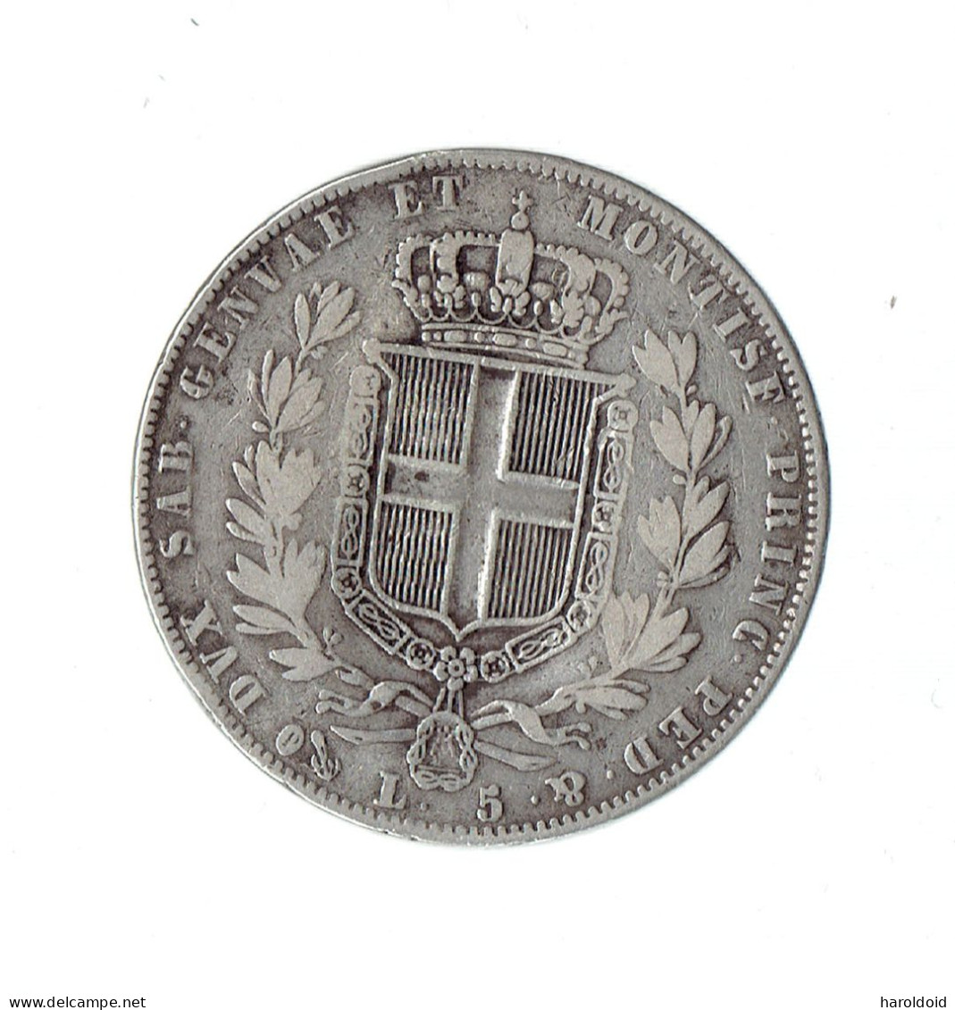 5 LIRE - 1844 P - Piémont-Sardaigne-Savoie Italienne