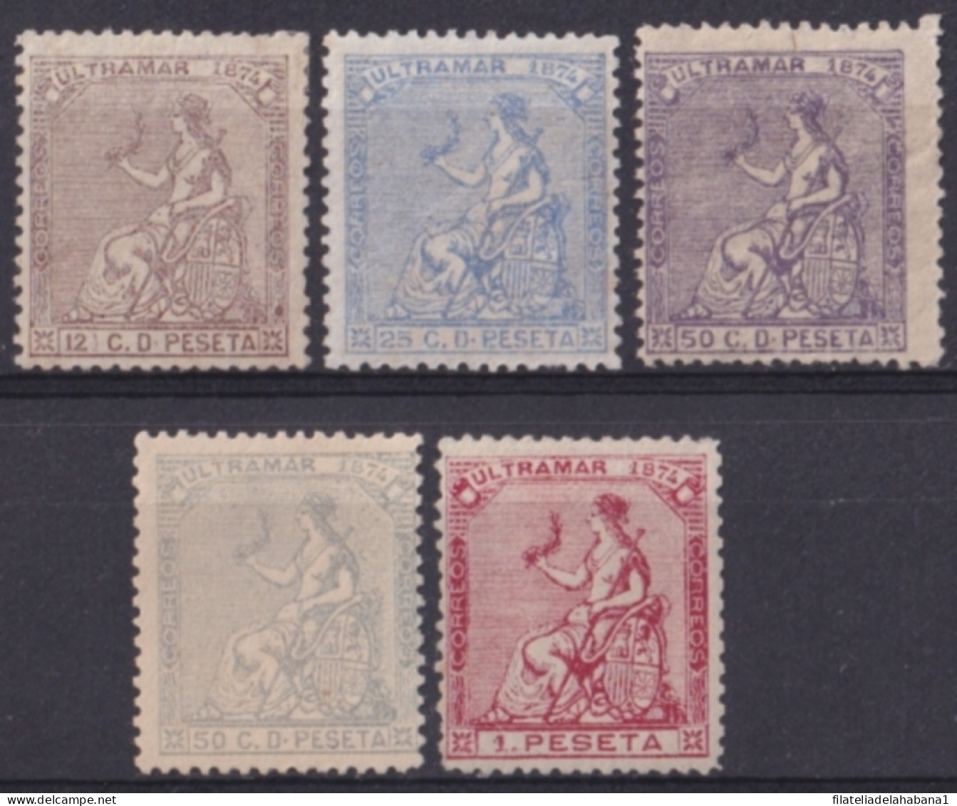 1874-127 CUBA SPAIN 1874 REPUBLICA 12 ½ C – 1 Pta COMPLETE SET - Vorphilatelie