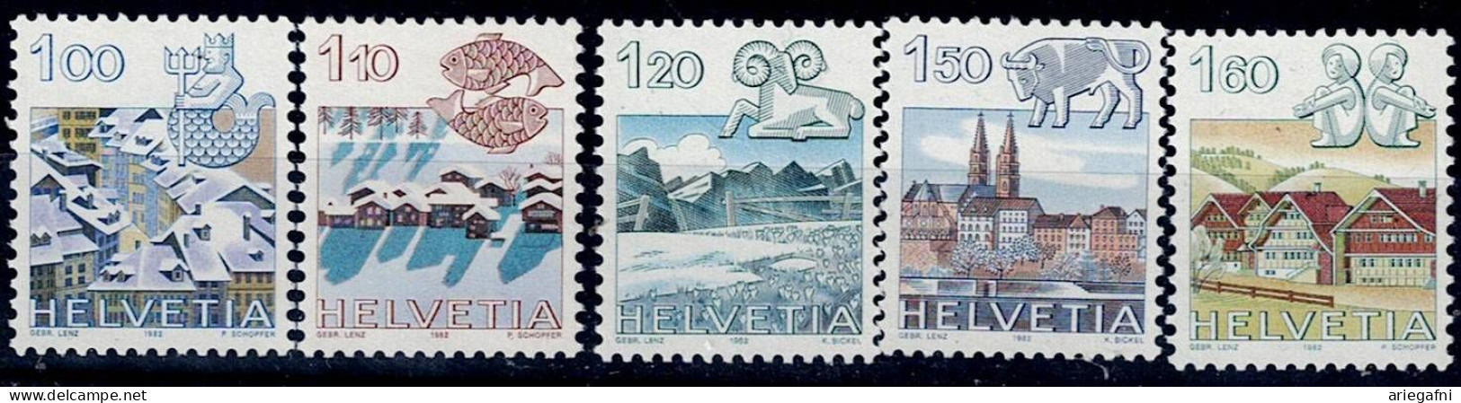 SWITZERLAND 1982 ZODIAC SIGNS AND LANDSCAPES MI No 1227-31 MNH VF!! - Ongebruikt
