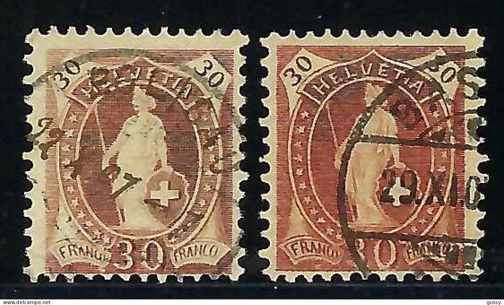 SUISSE 1907: 2x Le ZNr. 88A, Obl. CAD, 2 Nuances - Gebraucht