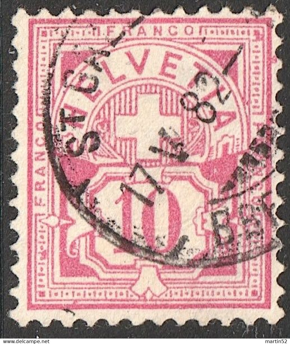 Schweiz Suisse HELVETIA 1882: Weisses Papier Blanc Zu 55 Mi 47 Yv 60 (10c Rosa) Mit ⊙ ST.GALLEN 17.V.82 (Zu CHF 75.00) - Gebraucht