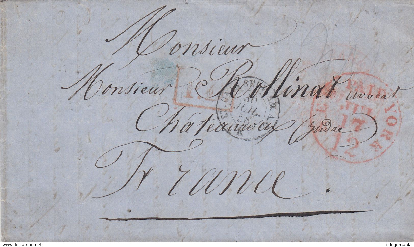 MTM070 - 1858 TRANSATLANTIC LETTER USA TO FRANCE Steamer CITY OF WASHINGTON - PAID - 2 RATE - Storia Postale