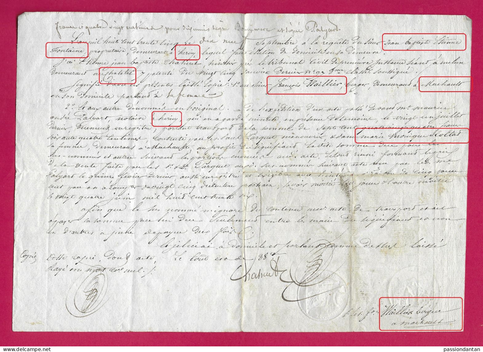 Manuscrit Des Années 1835 Rédigé Par Le Sieur Maurice André Palyart, Notaire à Héricy En Seine Et Marne - Manuscripts